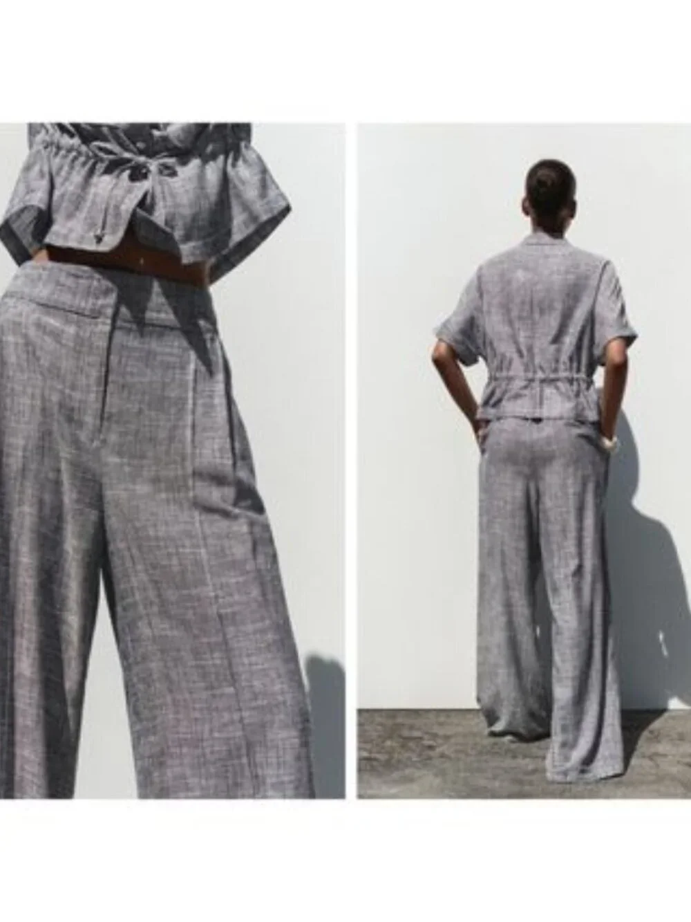 ZARA LINEN WIDE LEG PANTS